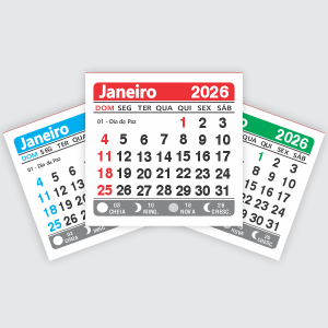 Bloquinho Mini-Calendário 5X5cm Ref.: 791-F Folhas 12 Meses Alta Alvura 56g 5x5cm 3 opções de cores  Bloco Colado 