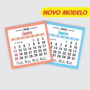 Bloquinho Mini-Calendário 6X6cm Ref.: 792-F Folhas 12 Meses Alta Alvura 56g 6x6cm 2 opções de cores  Bloco Colado 