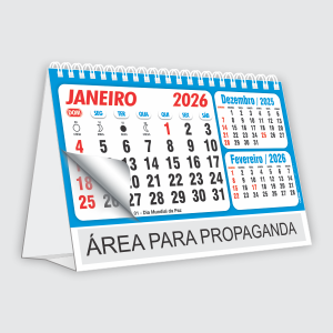 Calendário de Mesa Wire-o Ref.: 5102-F Base Triplex 320g | 7 Folhas Papel Couchê 90g 18x12,5cm (Montado) Azul   