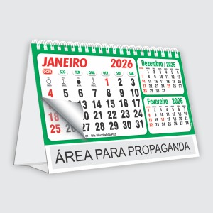 Calendário de Mesa Wire-o Ref.: 5103-F Base Triplex 320g | 7 Folhas Papel Couchê 90g 18x12,5cm (Montado) Verde   