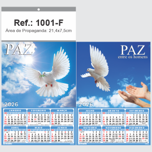Folhinha de Parede Ref.: 1001-F Base Papel Couchê 115g | Cartela Duplex 250g 21,4x39cm 2 Cromos   