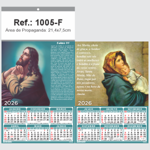 Folhinha de Parede Ref.: 1005-F Base Papel Couchê 115g | Cartela Duplex 250g 21,4x39cm 2 Cromos   