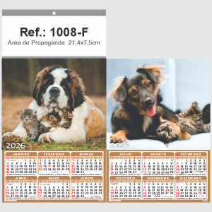 Folhinha de Parede Ref.: 1008-F Base Papel Couchê 115g | Cartela Duplex 250g 21,4x39cm 2 Cromos   