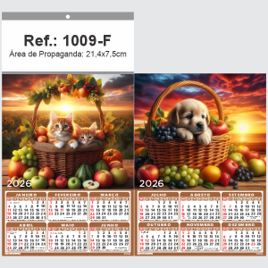 Folhinha de Parede Ref.: 1009-F Base Papel Couchê 115g | Cartela Duplex 250g 21,4x39cm 2 Cromos   