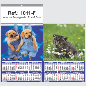 Folhinha de Parede Ref.: 1011-F Base Papel Couchê 115g | Cartela Duplex 250g 21,4x39cm 2 Cromos   