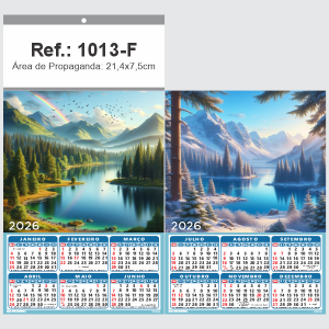 Folhinha de Parede Ref.: 1013-F Base Papel Couchê 115g | Cartela Duplex 250g 21,4x39cm 2 Cromos   