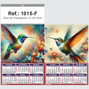 Folhinha de Parede Ref.: 1015-F Base Papel Couchê 115g | Cartela Duplex 250g 21,4x39cm 2 Cromos   