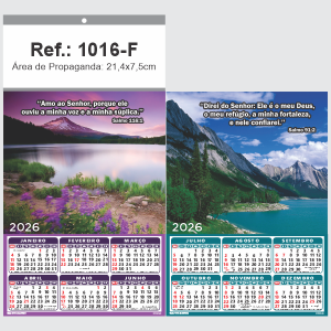 Folhinha de Parede Ref.: 1016-F Base Papel Couchê 115g | Cartela Duplex 250g 21,4x39cm 2 Cromos   