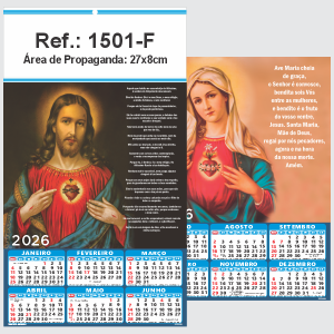 Folhinha de Parede Ref.: 1501-F Base Papel Couchê 115g | Cartela Duplex 250g 27x47cm 2 Cromos   
