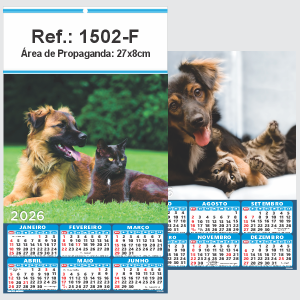 Folhinha de Parede Ref.: 1502-F Base Papel Couchê 115g | Cartela Duplex 250g 27x47cm 2 Cromos   