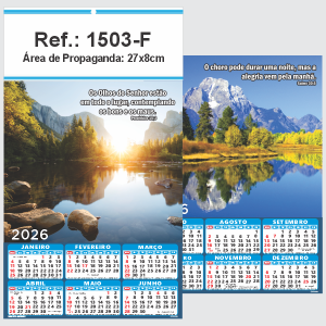 Folhinha de Parede Ref.: 1503-F Base Papel Couchê 115g | Cartela Duplex 250g 27x47cm 2 Cromos   