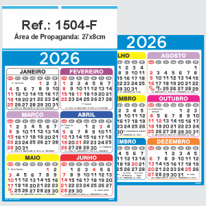 Folhinha de Parede Ref.: 1504-F Base Papel Couchê 115g | Cartela Duplex 250g 27x47cm 2 Cromos   