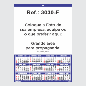 Folhinha de Parede Ref.: 3030-F Base Duplex 250g 27x37 1 Cromo   
