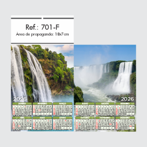 Folhinha de Parede Ref.: 701-F Base Papel Couchê 115g | Cartela Alta Alvura 180g 18x33 2 Cromos   