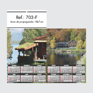 Folhinha de Parede Ref.: 703-F Base Papel Couchê 115g | Cartela Alta Alvura 180g 18x33 2 Cromos   