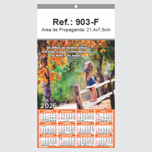 Folhinha de Parede Ref.: 903-F Base Papel Couchê 115g | Cartela Duplex 250g 21,4x39cm 1 Cromo   