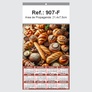 Folhinha de Parede Ref.: 907-F Base Papel Couchê 115g | Cartela Duplex 250g 21,4x39cm 1 Cromo   