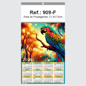 Folhinha de Parede Ref.: 909-F Base Papel Couchê 115g | Cartela Duplex 250g 21,4x39cm 1 Cromo   