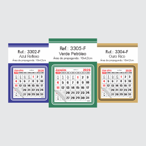 Micro Comercial com Bloco 12 meses 8x7,8cm Base Papel Alta Alvura 180g | Bloco Papel 56g Formato 10,5x15cm Destacado Azul Reflexo, Prata Luxo, Ouro Rico, Verde Petróleo, Vinho com Dourado ou Preto com Prata   